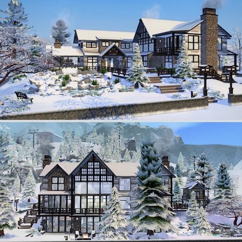 Sims Gallery Houses, Sims Mountain House, Sims 4 Mountain House, Sims 4 Lodge, Sims 4 Modern Mansion, Sims 4 Mountain Lodge, Sims 4 Hotel, Snowy Escape Sims 4, Sims 4 Snowy Escape Build