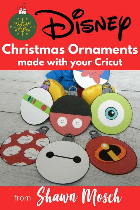 Disney Baubles Diy, Christmas Disney Crafts, Disney Hotel Window Decorations Christmas, Disney Christmas Cricut Projects, Disney Christmas Window Decorations, Disney Wooden Ornaments, Book Character Christmas Ornaments Diy, Disney Window Decoration Ideas Christmas, Disney Autograph Ornaments