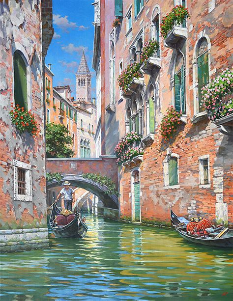 Pictures Of Venice, Venice House, Oil Painting Gallery, Venice Painting, Italy Street, Italy Painting, Italy Art, Paintings Art, Original Art Painting