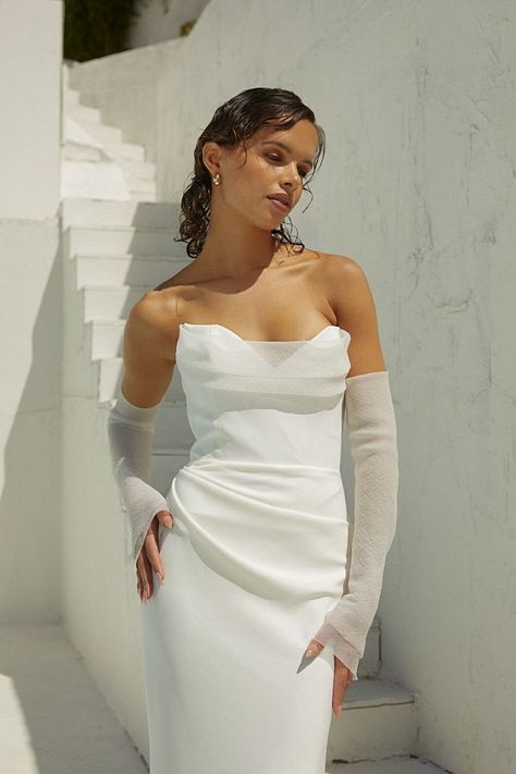 Haven Gown - By Newhite Bridal - Keep Its Find Bridal Wedding Inspo Simple, Vintage Wedding Dress Short, Simple Wedding Dress Long Sleeve, Wedding Dress Drop Waist, Wedding Dress Courthouse, Wedding Ethereal, Wedding Dress Whimsical, Wedding Dress Royal, Beach Wedding Black