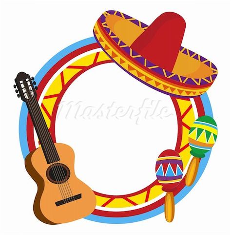 Mexico Clipart, Taco Art, Mexican Symbols, Resturant Logo, Scrapbook Letters, Mexican Birthday, Spanish Music, Painted Pots Diy, Mexican Party Theme