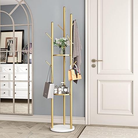 Metal Gold Coat Racks Freestanding, Coat Hanger Stand, Hall Tree Coat Rack for Hanging Hats, Scarves, Bags, Modern Coat Rack with Double Shelves, Corner Coat Rack, 9 Hooks, Gold

#homedesign #homedecor #housedesign #housedecor #room #roomdecor #roomdesign #interior #design #home #house #furniture #decor #bedroom #kitchen #livingroom Gold Coat Rack, Coat Hanger Stand, Gold Coat, Tree Coat Rack, Modern Coat Rack, Coat Tree, Hall Furniture, Hanging Hats, Hanger Stand