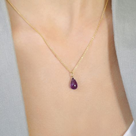 Amethyst Necklace Pendant Gold, Purple Gold Jewelry, Purple Necklace Aesthetic, Purple Jewelry Necklace, Amethyst Jewelry Necklace, Purple Stone Necklace, Purple Pendant Necklace, Rose Gold Jewellery, 17th Anniversary