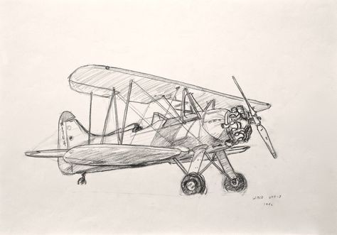 WACO UPF-7 by Steve Frenkel Old Airplane Drawing, Old Plane Drawing, Biplane Drawing, Planes Drawing, Plane Sketch, Airplane Sketch, The Art Of Flight, Scott Robertson, Plane Drawing