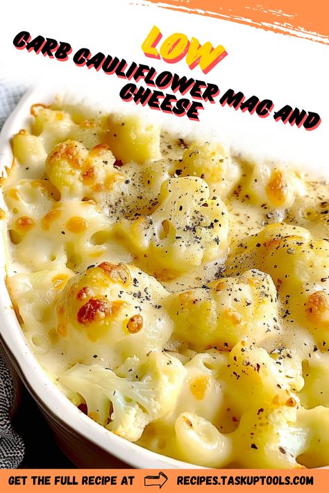 Experience the delicious fusion of comfort food with healthy cooking in our Low Carb Cauliflower Mac and Cheese recipe. This scrumptious dish guarantees all the creamy, cheesy goodness of traditional mac and cheese, but with a nutritious twist! Revel in the rich flavors and textures, without compromising on your health. Pin this recipe now to uplift your meal times and keep your carb count low without sacrificing taste. #LowCarbRecipe #CauliflowerMacAndCheese #HealthyEating #ComfortFood. Mac And Cheese Alternative, Cauliflower Macaroni And Cheese, Keto Cauliflower Mac And Cheese, Cauliflower Mac And Cheese Recipe, Cheese Alternative, Cauliflower Mac And Cheese, Easy Cauliflower, Mac Cheese Recipes, Meal Times