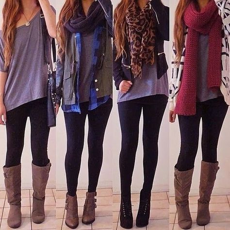 These outfit ideas with leggings are sooo cute! Great for the fall or autumn season. Wear them to school, back to school, birthday parties, concerts, dates, night outings, or just casual everyday wear. What’s great about these is that you can wear them almost anywhere! You can style your outfit even more with a scarf. … Outfits 2014, Cute Outfits With Leggings, How To Wear Leggings, Legging Outfits, Mode Casual, Cute Winter Outfits, Outfit Trends, Leggings Casual, Fall Fashion Trends