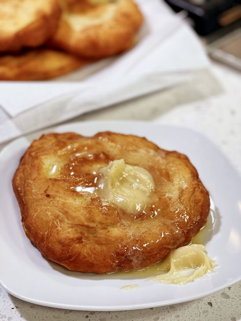 Scones And Honey Butter, Honey Butter Scones, Fried Honey Buns, Fried Scones Recipe, Fried Scones, Baker Job, Bread With Honey, Scratch Cooking, Fried Bread