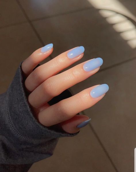 Light Blue Gel Nails, Light Blue Nails Acrylic, Sea Glass Nails, Simple Natural Nails, Blue Gel Nails, Light Blue Nails, Glass Nails, Beauty Goals, Blue Sea Glass