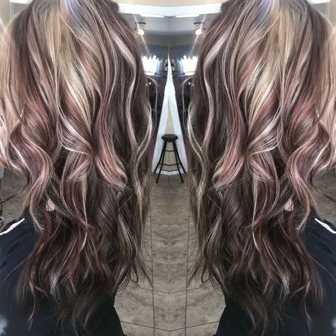 May 20, 2023 - This Pin was discovered by Angel Shore. Discover (and save!) your own Pins on Pinterest Burgundy Hair With Platinum Highlights, Burgundy Blonde And Brown Hair, Plum Blonde Balayage, Hair Color Ideas2023, Summer Hair Color Ideas 2023, Male Highlights, 2023 Spring Hair Trends, Spring Hair Highlights, Red Lowlights