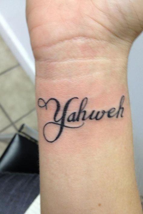 Yahweh - the name of God in Hebrew! I would love that like on my shoulder or back of my neck! Yahweh Tattoo Hebrew, Yaweh Tattoos Hebrew, Yhwh Tattoo Fonts, Yhwh Tattoo Hebrew, Yaweh Tattoos, Yahweh Tattoo, Allison Reynolds, Jesus Tattoos, Hebrew Tattoo