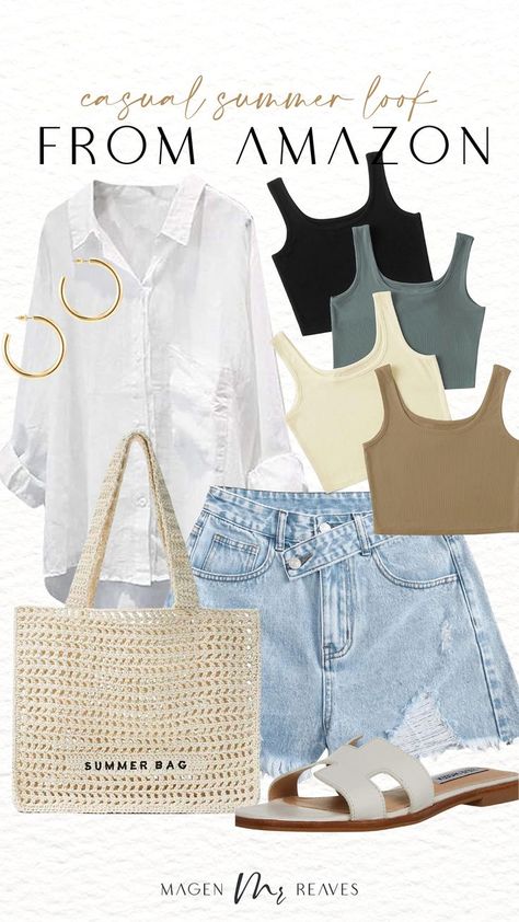 Neutral, casual outfit for summer! Casual Outfit For Summer, Layered Outfit, Fashion Staples, Outfit For Summer, Layering Outfits, Casual Summer Outfits, Favorite Products, Summer Day, Night Outfits