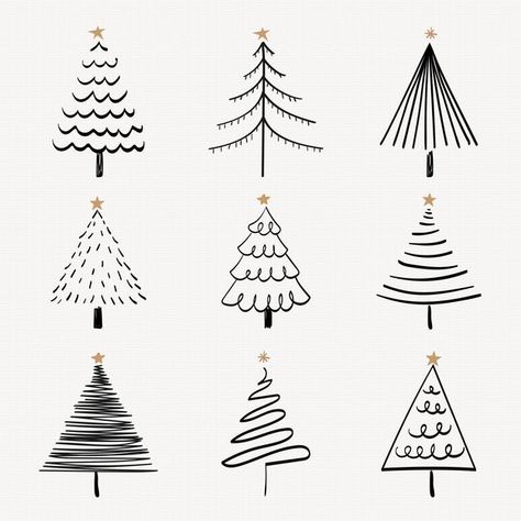 Weihnachtsgekritzelaufkleber, niedlicher... | Free Vector #Freepik #freevector #weihnachten #tannenbaum #baum #winter Trin For Trin Tegning, Tree Doodle, Pretty Trees, Christmas Gift Basket Ideas, Christmas Doodles, Christmas Card Art, Tree Stickers, Art Carte, Navidad Diy