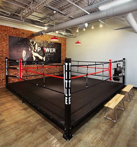 Boxing Gym Design, Ruang Gym, Kickboxing Gym, Basement Gym Ideas, Mma Gym, Gym Club, Boxing Ring, Basement Gym, Title Boxing