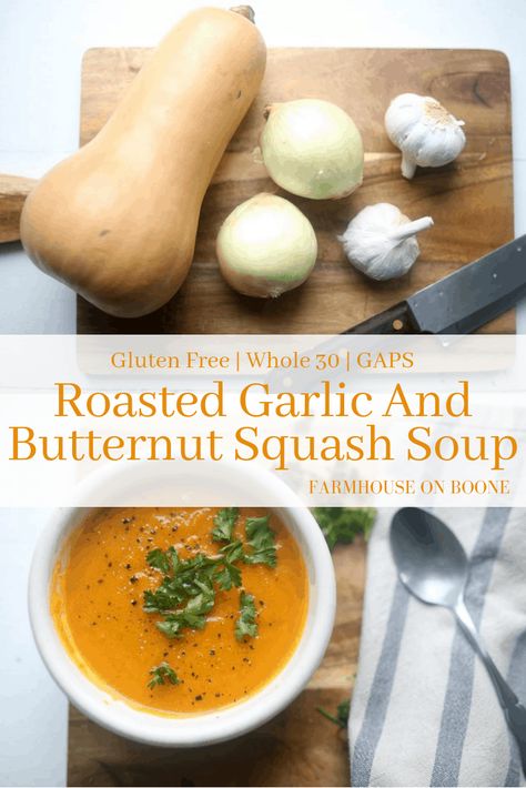 Butternut Roasted, Squash Soup Healthy, Garlic Butternut Squash, Farmhouse On Boone, Vegan Butternut Squash Soup, Healthy Butternut Squash, Curried Butternut Squash Soup, Butternut Soup, Soup Healthy