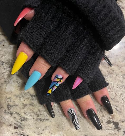 Wednesday And Enid Nails, Enid Nails Wednesday, Enid Nails, Wednesday Enid, Vip Nails, Cartoon Nails, Mani Pedi, Natural Nails, Spring Nails