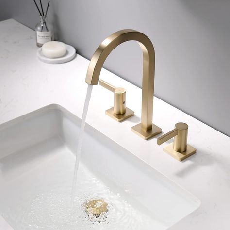 Brushed brass bathroom fixtures