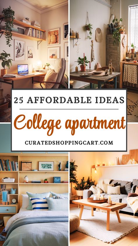 Looking for affordable ways to decorate your college apartment? Check out these 25 budget-friendly apartment decor ideas! Perfect for small spaces, these ideas include DIY projects, upcycled treasures & space-saving furniture. Ideal for students who want stylish yet practical living spaces. College apartment decor ideas, small apartment decorating, affordable apartment ideas, student apartment hacks, college apartment decorating on a budget, college apartment ideas, college apartment inspiration College Apartment On A Budget, Budget Apartment Furniture, Cheap Apartment Aesthetic, Rental Apartment Decorating On A Budget, College Apartment Inspiration, Apartment Ideas College, College Apartment Ideas, Budget Apartment Decorating, College Apartments