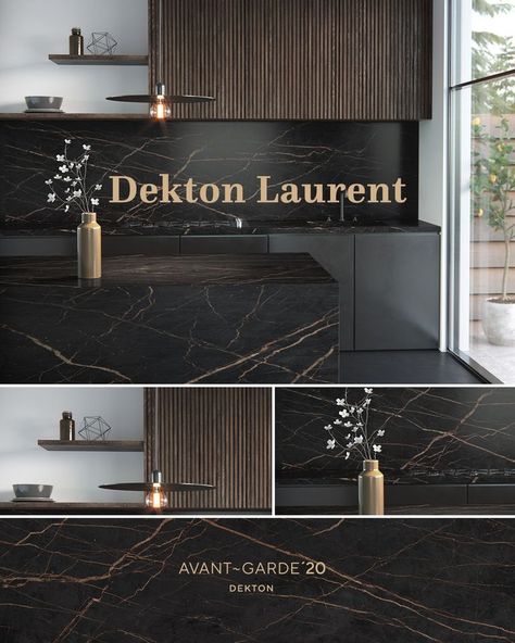 Dark Marble Kitchen, Cold Background, Dekton Laurent, Earthy Home Decor, Minimalist Kitchen Design, Dark Interiors, Kitchen Design Decor, Kitchen Room Design, Kitchen Inspiration Design