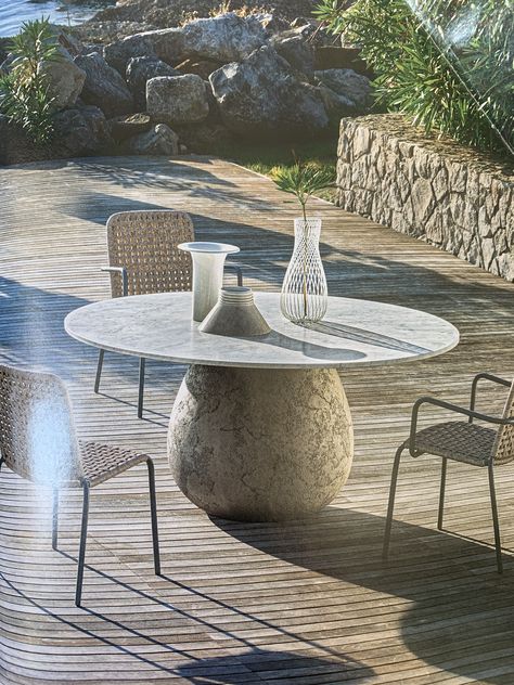 Marble Round Table, Outdoor Stone, White Carrara Marble, Mesa Exterior, Round Top, Stone Work, Carrara Marble, Top Round, Work Ideas