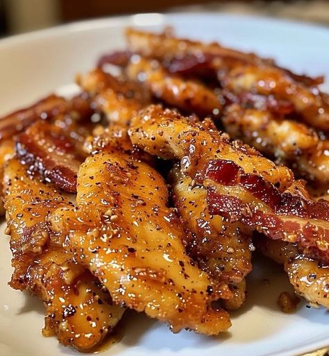 Easy Crockpot Recipes | 🥓 Bacon Brown Sugar Chicken Tenders - you won't believe how good these are | Facebook Brown Sugar Bacon Chicken, Bacon Brown Sugar Chicken, Tender Recipes, Savory Bacon, Brown Sugar Chicken, Brown Sugar Bacon, Bacon Chicken, Chicken Tender, Chicken Tender Recipes