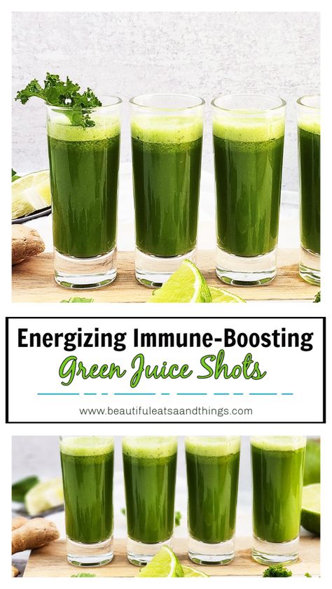 Anti Inflammation Shots Recipe, Immune Boosting Juice Shots, Immune Juice Shots, Best Juice For Inflammation, Green Juice Wellness Shots, Wellness Shots Recipe Juicer, Green Juice Shots Recipes, Green Shots Recipes, Juicing Immune Booster