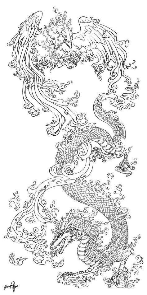 Tato Phoenix, Phoenix Drawing, Dragons Tattoo, Thigh Tat, Phoenix Tattoo Design, Fantasy Tattoos, Phoenix Design, Koi Fish Tattoo, Dragon Tattoo Designs