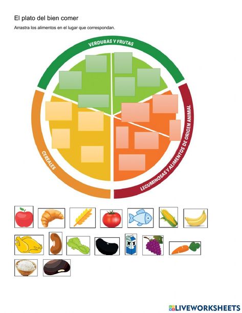 Actividad online de El plato del bien comer Online Activities, School Subjects, Nutrition, Education