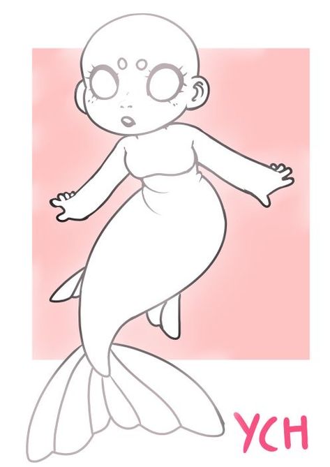 Mermaid Pose, Base Anime, Chibi Girl Drawings, Mermaid Drawings, Art Tools Drawing, Drawing Stuff, Drawing Templates, Chibi Drawings, Dessin Adorable