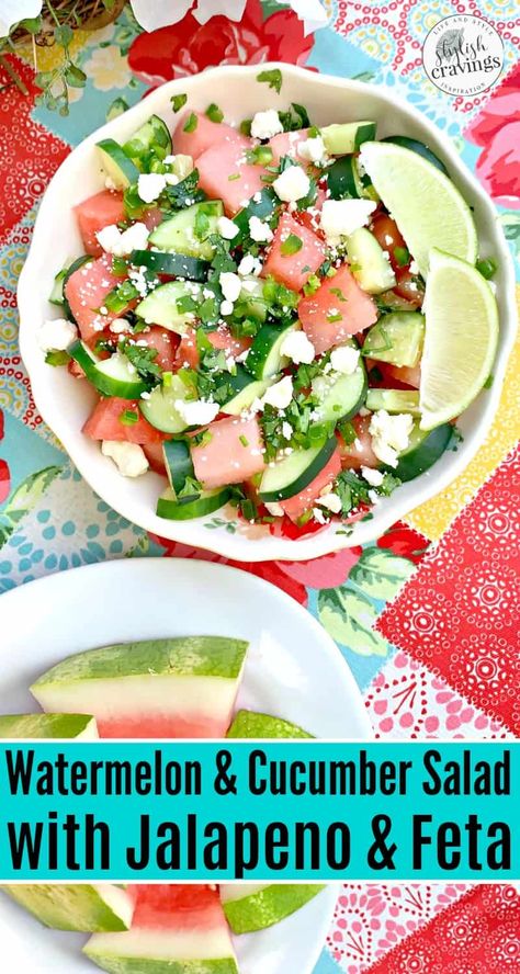 Jalepeno Watermelon Salad, Mexican Watermelon Salad, Salad With Jalapeno, Watermelon Cucumber Salad, Stylish Cravings, Grilled Sweet Corn, Watermelon Salad Recipes, Fresh Summer Salad, Salad Easy