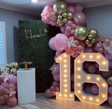 Sweet 16 Party Set Up Ideas, Pink Sweet 16 Backdrop, 16 Shades Of Pink Sweet 16, Pink Decor For Birthday, Sweet 16 Pink Theme Ideas, Baddie Birthday Decorations, Sweet 16 Pink Decorations, Sweet 16 Party Ideas At Home Outside, 50 Shades Of Pink Party Ideas Sweet 16