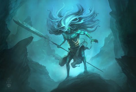 ArtStation - PRIMORDIAL GOD OF THE OCEANS, AMAN SINAYA, Jun² Tacuyan Aman Sinaya, Native Filipino, Fantasy Inspo, Legends And Myths, Ancient Mythology, First Generation, Demon Art, Sea And Ocean, Amphibians