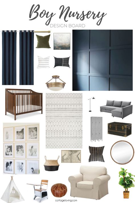 Blue Panel Wall, Blue Paint Swatches, Boy Nursery Design, Navy Nursery Boy, Nursery Design Board, Navy Blue Nursery, Navy Blue Paint, Navy Nursery, Blue Panels