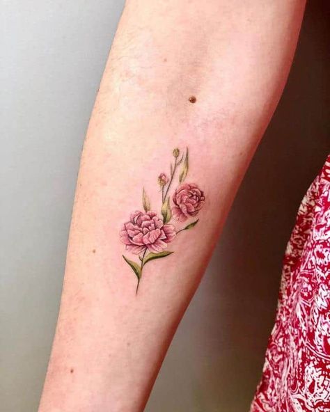 Small Peony Tattoo 2 Small Peony Tattoo, Pink Peony Tattoo, Peony Tattoo Design, Peony Flower Tattoos, Colour Tattoo For Women, Peony Tattoo, Tattoo Shoulder, Flower Wrist Tattoos, Bouquet Tattoo