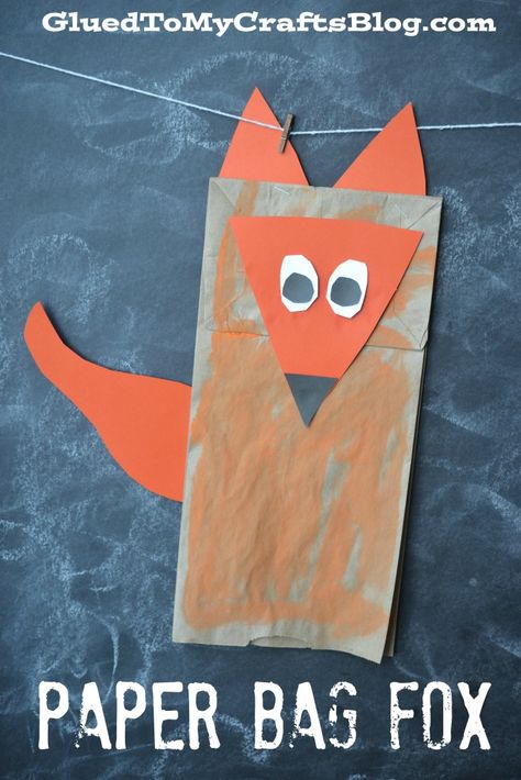 Paper Bag Fox {Kid Craft} Divlje Zivotinje, Fox Puppet, Hibernation Activities, Fox Craft, Dr Seuss Crafts, Puppet Craft, Seuss Crafts, Fox Crafts, Paper Bag Crafts