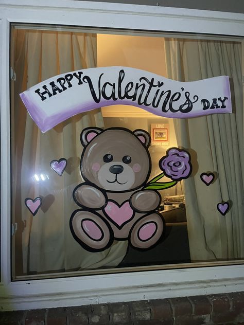 Valentines Window Display Classroom, Valentine Window Painting Ideas, Easter Window Painting Easy, Valentines Window Art, Valentines Window Painting, Valentine’s Day Window Decor, Valentine’s Day Window Painting, Fall Window Painting, Valentines Window Display