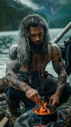 Viking Warrior Men, Viking Man, Male Art Model, Warrior Men, Male Art Men, Hair Guys, Warrior Goddess, Grey Hair Men, Viking Men