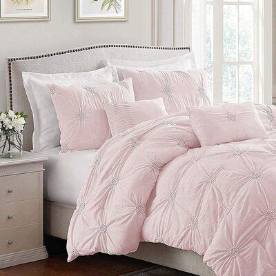 Blush Pink Bedroom Decor, Pink Girls Bedroom Decor, Pintuck Bedding, Pintuck Comforter, Blush Pink Bedroom, Pink Bedroom For Girls, Pink Comforter, Floral Comforter Sets, Twin Xl Comforter