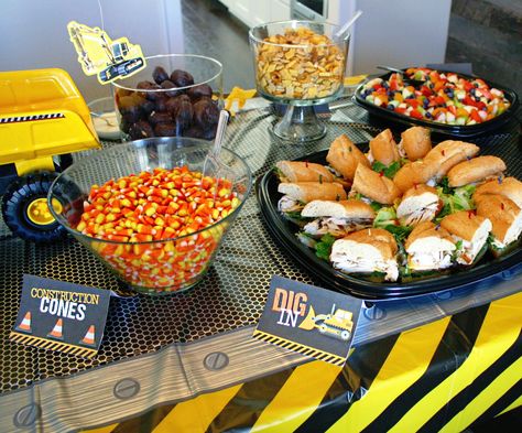 Construction Party Food, Construction Birthday Party Ideas, Construction Birthday Party Food, Dump Truck Birthday Party, Dump Truck Birthday, Construction Theme Birthday Party, Construction Theme Party, Construction Birthday Party, Construction Birthday Parties