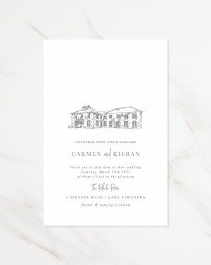 Wedding Invitation Stationery - Custom Venue and Location Sketches — Just My Type Wedding Invitation Location Illustration, Wedding Invite Venue Sketch, Venue Sketch Wedding Invitation, Venue Sketch, Just My Type, Wedding Venue Locations, Online Invitation, Wedding Invitation Inspiration, Custom Wedding Stationery