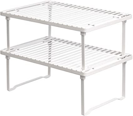 Amazon.com - Amazon Basics Stackable Kitchen Storage Shelves - Organiser Cucina, Metal Kitchen Cabinets, Armoire Design, Stackable Shelves, Metal Storage Shelves, Pantry Room, Pantry Shelving, Kitchen Storage Shelves, Pantry Shelf