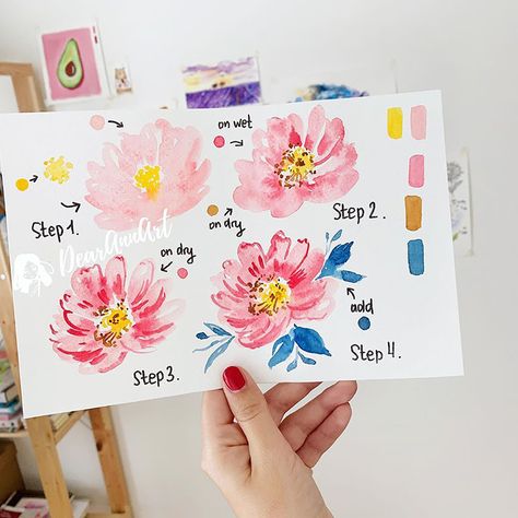 Watercolor painting is a great creative outlet. Check out these amazing step-by-step beginners floral watercolor tutorials. These watercolor floral paintings are perfect inspiration for beginners. Pintura A Guache, Easy Acrylic Painting, Watercolor Flowers Tutorial, Floral Watercolor Paintings, Watercolor Paintings For Beginners, Watercolor Flower Art, 수채화 그림, Watercolor Art Lessons, Watercolor Paintings Tutorials