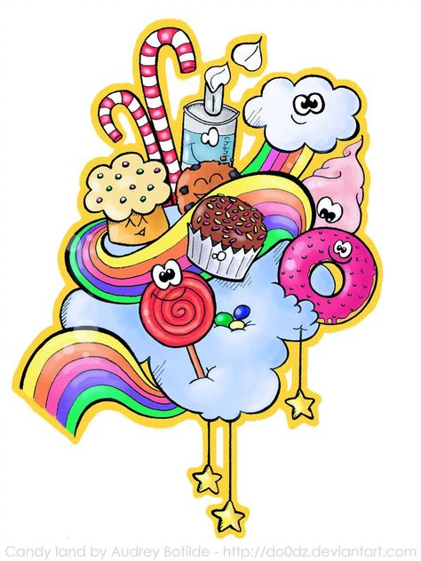 Candyland Drawing, Candyland Tattoo, Candy Drawings, Candy Drawing, Themes Ideas, Candyland Party, Candy Art, Disney Designs, Monthly Themes