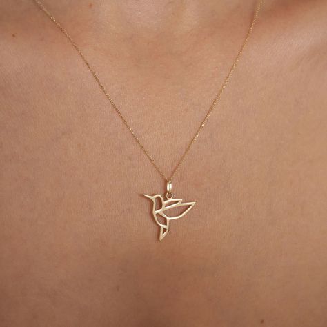 14k Solid Gold Minimal Bird Necklace for Women, Yellow White & Rose Gold, Bird Pendant Necklace, Good Luck, Cute Bird Everyday Necklace -- ⋆ This product is designed with Runda's fine handcrafting with sustainable methods. ⋆ Express-insured shipping to the whole world and delivery to cargo in only 3 business days. ⋆ Free return and warranty Product Details * 14K Real Solid Gold * Yellow - White - Rose Gold Available * Spring Ring Closure * Hypoallergenic * Model No NDB181666 -- ♻️ UPCYCLING THE Good Luck Cute, Trendy Pendants, Homemade Gummies, Minimal Gold Jewelry, Minimal Pendant, Gold Pendent, Minimal Gold, Cute Bird, Gold Chain With Pendant