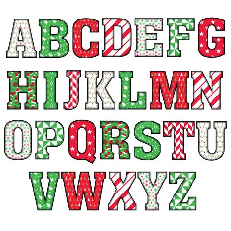 Christmas Alphabet Letters Printable, Chunky Letters, Fonts Doodle, Red Green White Christmas, Fonts Kids, Rustic Fonts, Alphabet Letters To Print, Green White Christmas, Christmas Fonts Alphabet