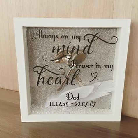 Shadow box ideas Love Shadow Box Ideas, In Memory Frame Ideas, Diy Shadow Box Memorial, In Loving Memory Shadow Box Ideas, Shadow Box Diy Ideas, Memorial Shadow Box Ideas Mothers, Memorial Shadow Box Ideas Dads, Shadow Box Frames Ideas, Shadow Box For Passed Loved Ones