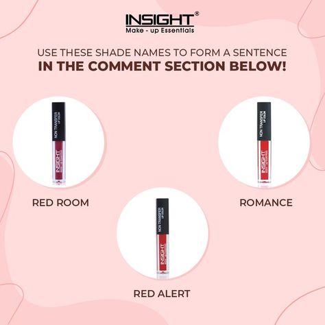 Insight lip color Brand Name Ideas For Liptint, Insight Lipstick Shades, Lipstick Shades Name Ideas, Lipstick Shades With Name, Facts About Lipstick, Insight Cosmetics, Quotes About Lipstick, Insight Lipstick, Red Rooms