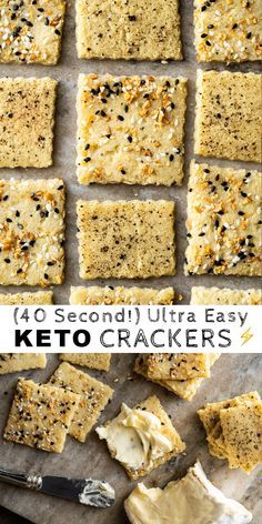 (40 Second!) Ultra Easy Microwave Gluten Free & Keto Crackers #keto #glutenfree #lowcarb #crackers Lowcarb Crackers, Keto Brood, Keto Crackers, Keto Quiche, Low Carb Crackers, Desayuno Keto, Desserts Keto, Starting Keto Diet, Recetas Keto