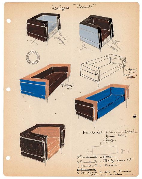 Charlotte Perriand's notebooks and their fascinating insights into a designer's mind Iconic Armchairs, Modern Retro Furniture, Centre Pompidou Paris, Modernist House, Messy Nessy Chic, Pearl Harbor Attack, Art Appliqué, Centre Pompidou, Charlotte Perriand