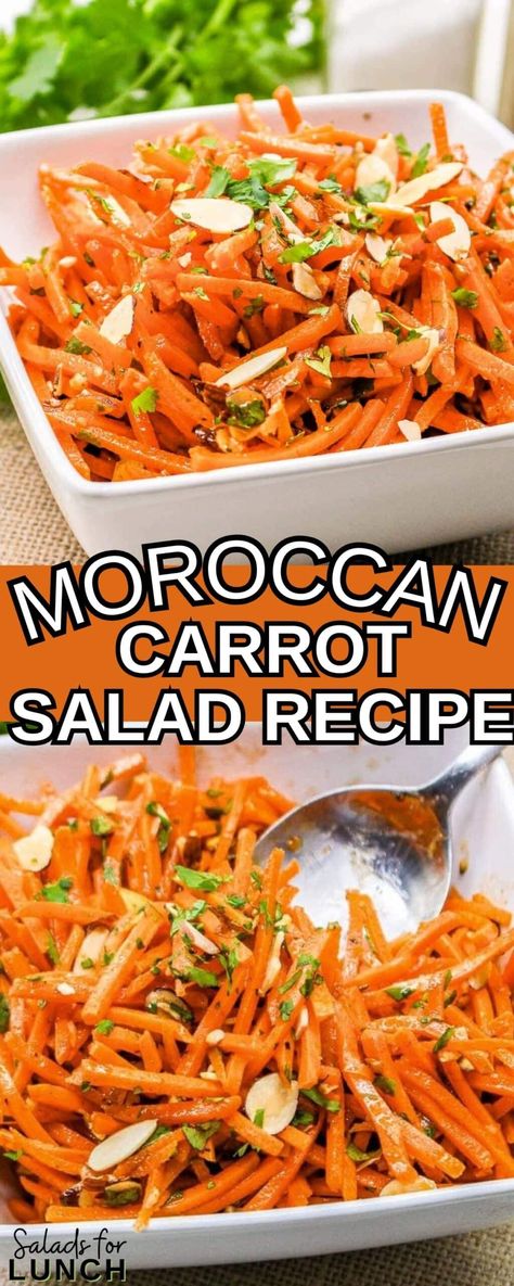 Moroccan Carrot Salad can be served chilled or at room temperature. It's a great side dish for grilled meats, sandwiches, or as part of a larger salad spread. Moroccan Carrot, Moroccan Carrot Salad, Salad Taco, Salad Macaroni, Moroccan Carrots, Carrot Salad Recipes, Salad Kale, Salad Pasta, Carrot Salad