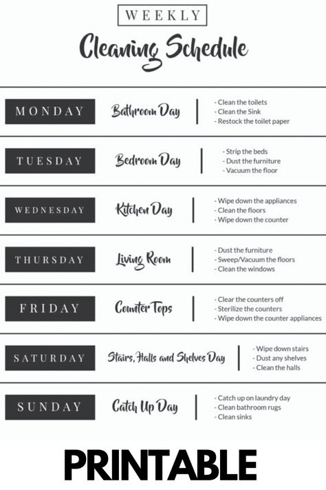 Simple Cleaning Checklist, Weekly Cleaning Schedule Printable, Weekly House Cleaning, Easy Cleaning Schedule, Household Cleaning Schedule, Cleaning Calendar, House Schedule, Cleaning Schedule Templates, Weekly Checklist